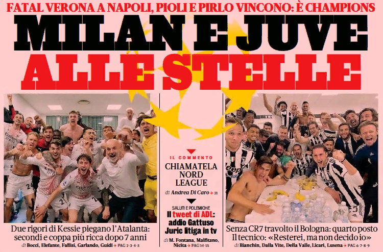 «Милан» и «Юве» к звёздам. Заголовки Gazzetta, TuttoSport и Corriere за 24 мая