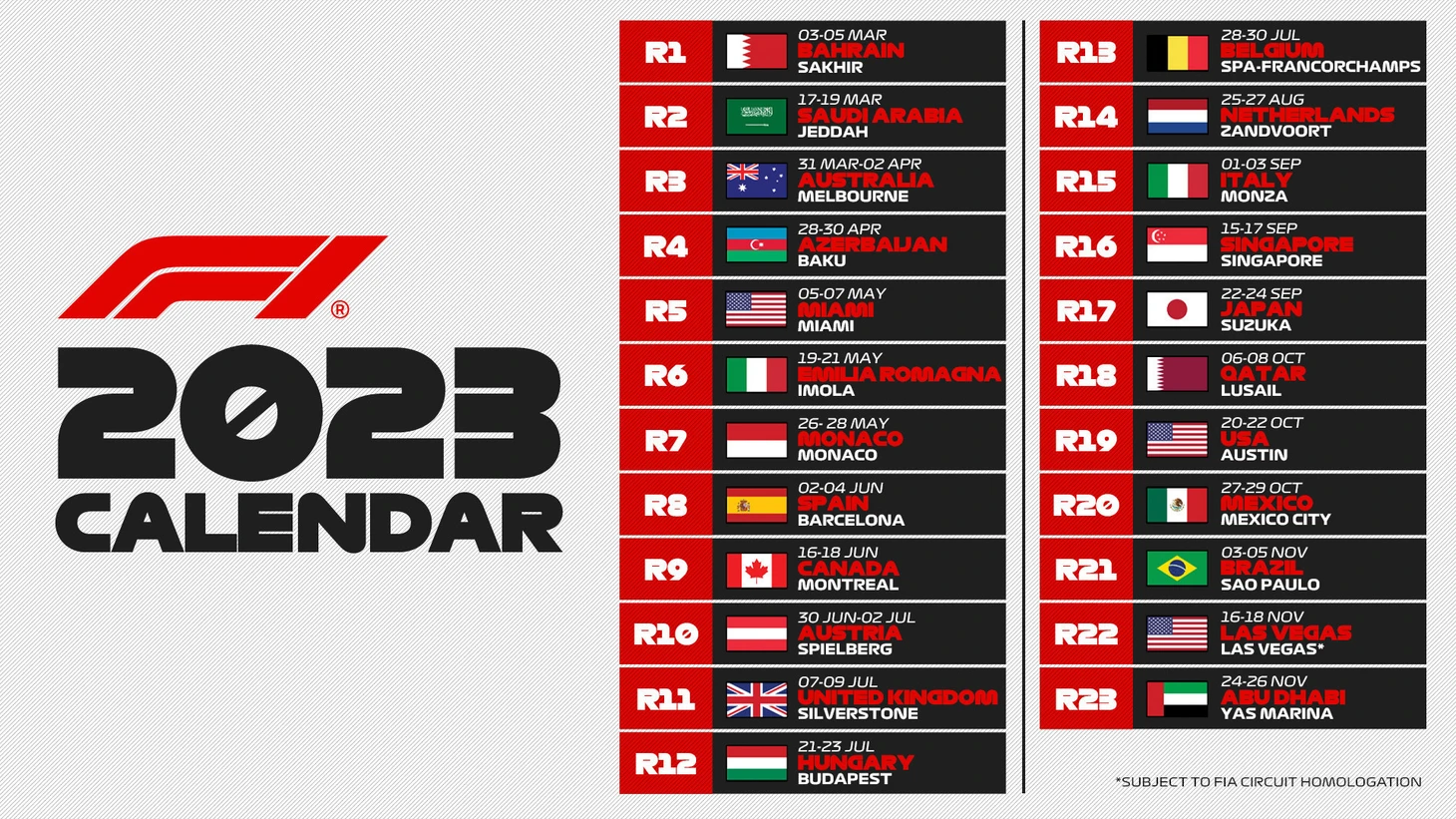 The definitive 2023 Formula 1 calendar: There will be 23 races instead of 24 | Marca