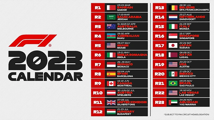 The definitive 2023 Formula 1 calendar: There will be 23 races instead of  24 | Marca