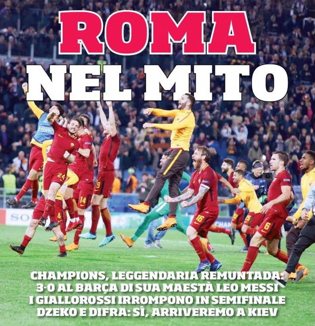 «Рома» в сказке. Заголовки Gazzetta, TuttoSport и Corriere за 11 апреля