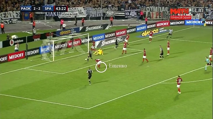 Эпизод матча ПАОК - &quout;Спартак&quout; - 2:3.
