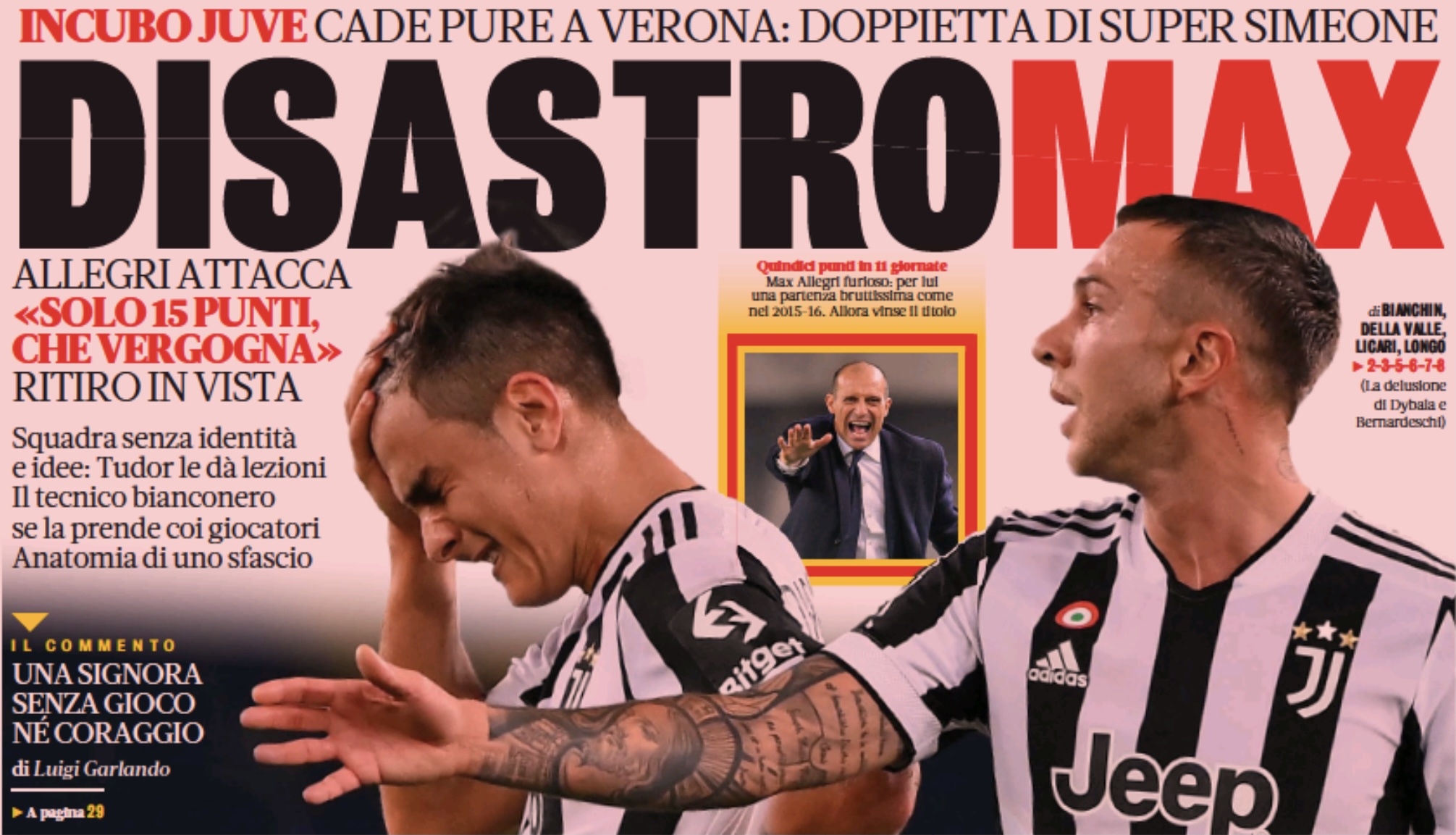 МАКСимальное разочарование. Заголовки Gazzetta, TuttoSport и Corriere за 31 октября