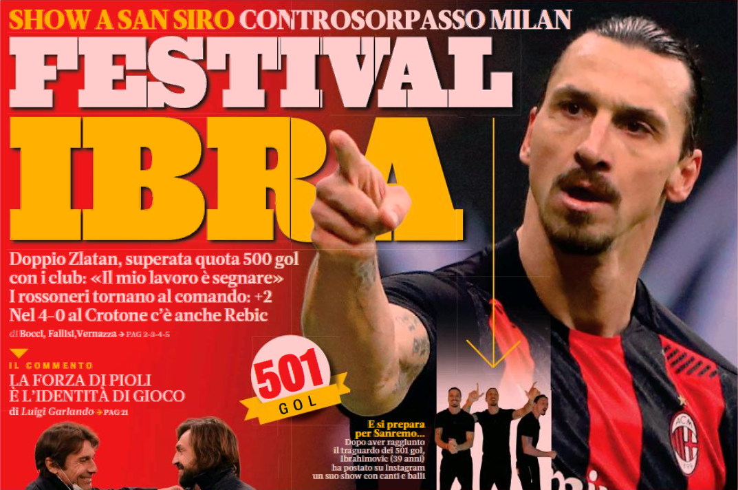 Фестиваль Ибры. Заголовки Gazzetta, TuttoSport и Corriere за 8 февраля