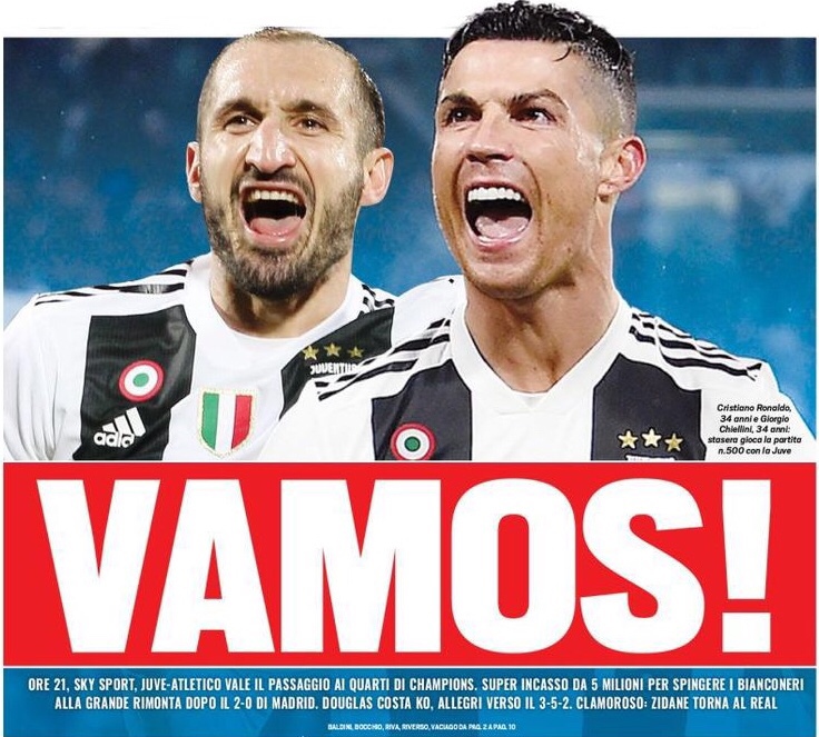 VAMOS! Заголовки Gazzetta, TuttoSport и Corriere за 12 марта