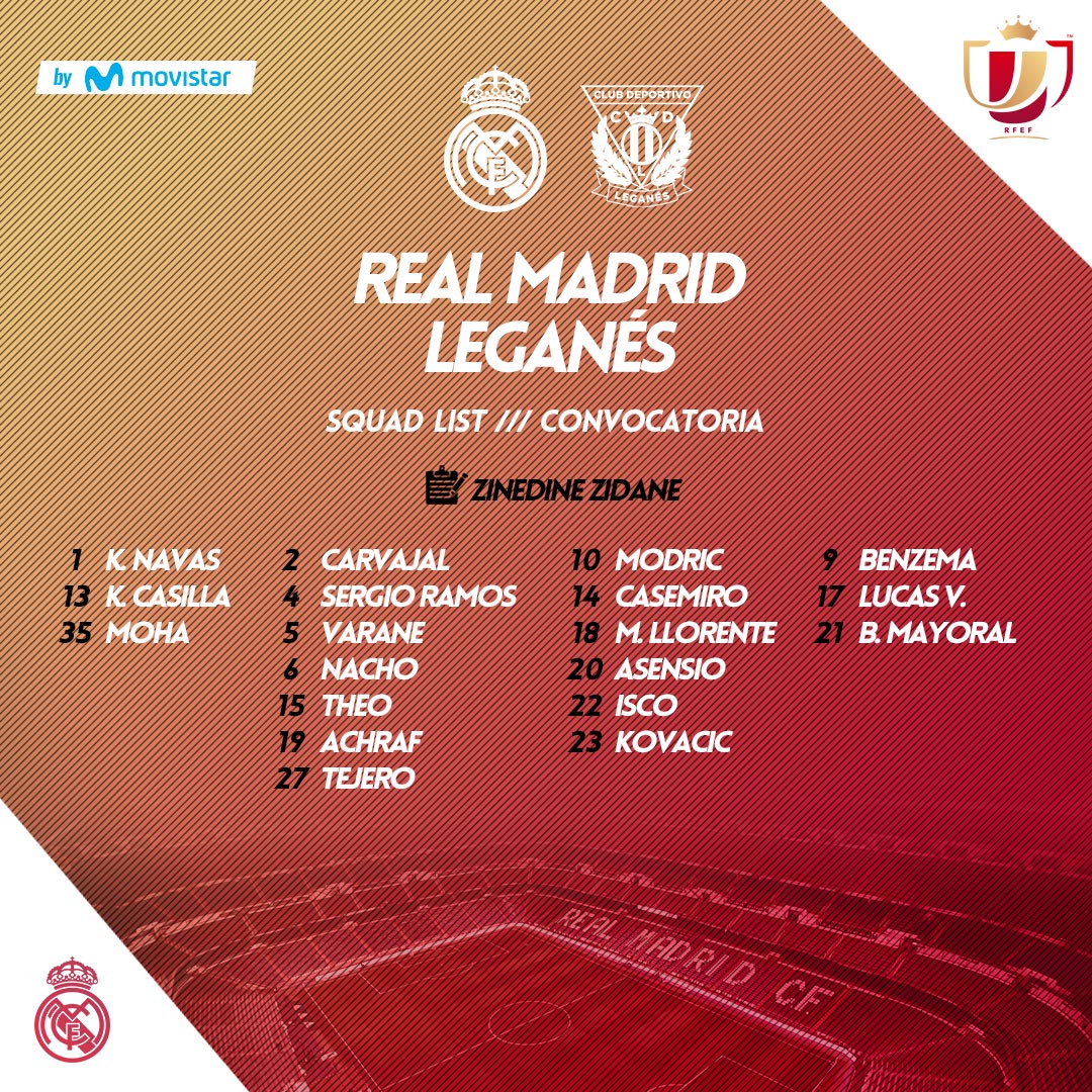 Заявка «Реала» на матч против «Леганеса»