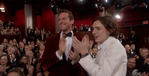 GIF: oscars, academy awards, applause, armie hammer, oscars 2018, timothee chalamet GIF