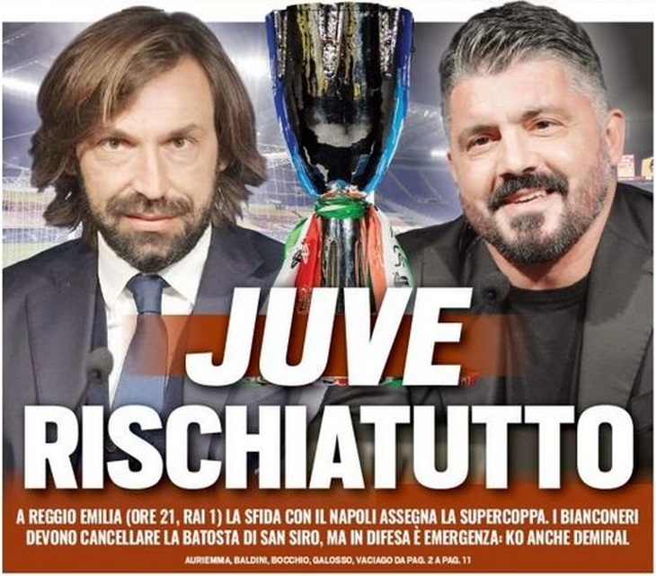 «Юве» рискует всем. Заголовки Gazzetta, TuttoSport и Corriere за 20 января