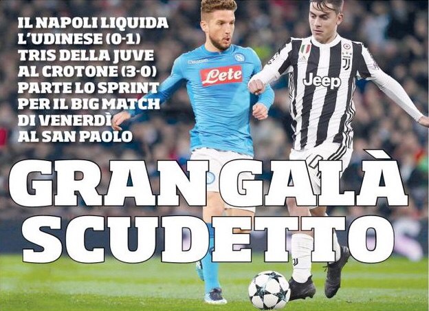 Большой вечер Скудетто. Заголовки Gazzetta, TuttoSport и Corriere за 27 ноября