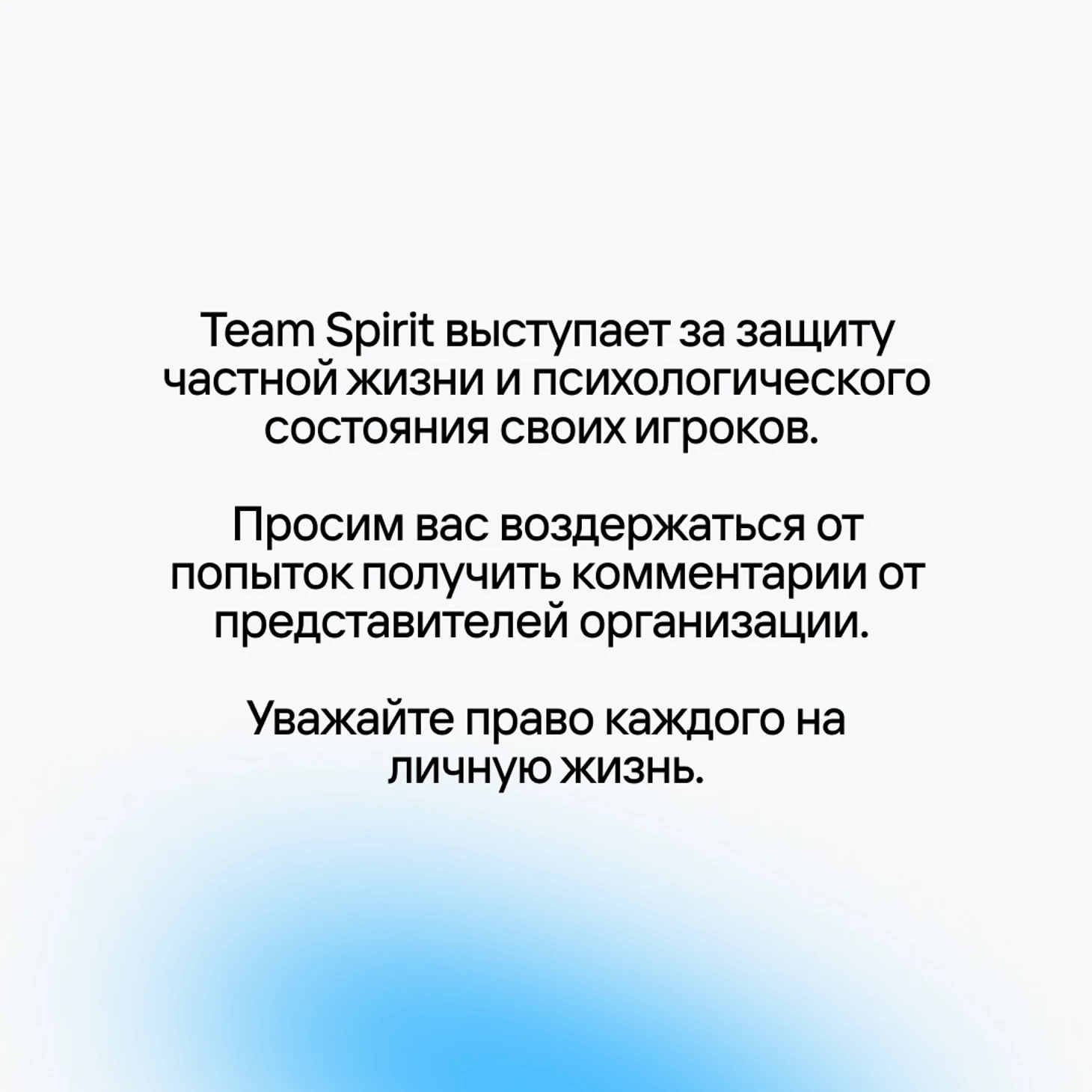 Заявление Team Spirit