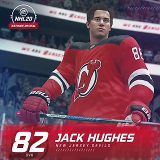 Первый номер драфта 2019 года - Jack Hughes ( New Jersey Devils ) получил общий овер - 82 в  NHL20