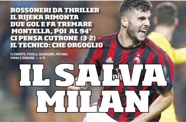 Спасение «Милана». Заголовки Gazzetta, TuttoSport и Corriere за 29 сентября