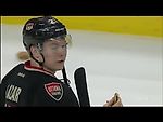 Curtis Lazar eats hamburger thrown on ice