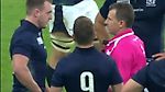 Nigel Owens tells off Scotland's Stuart Hogg for diving