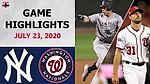New York Yankees vs. Washington Nationals Highlights | July 23, 2020 (Opening Night)