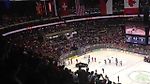 Хоккеисты сб. России покидают лёд перед исполнением канадского гимна