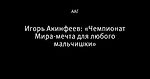 Игорь Акинфеев: «Чемпионат Мира-мечта для любого мальчишки»