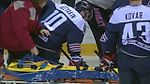 Wojtek Wolski gets seriously injured, unable to continue the game