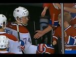 Emelin tries to give a young fan his stick