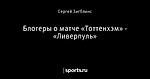 Блогеры о матче «Тоттенхэм» - «Ливерпуль»