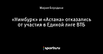 «Нимбурк» и «Астана» отказались от участия в Единой лиге ВТБ