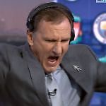 WATCH: Phil Thompson celebrates Liverpool's away goal at Man City