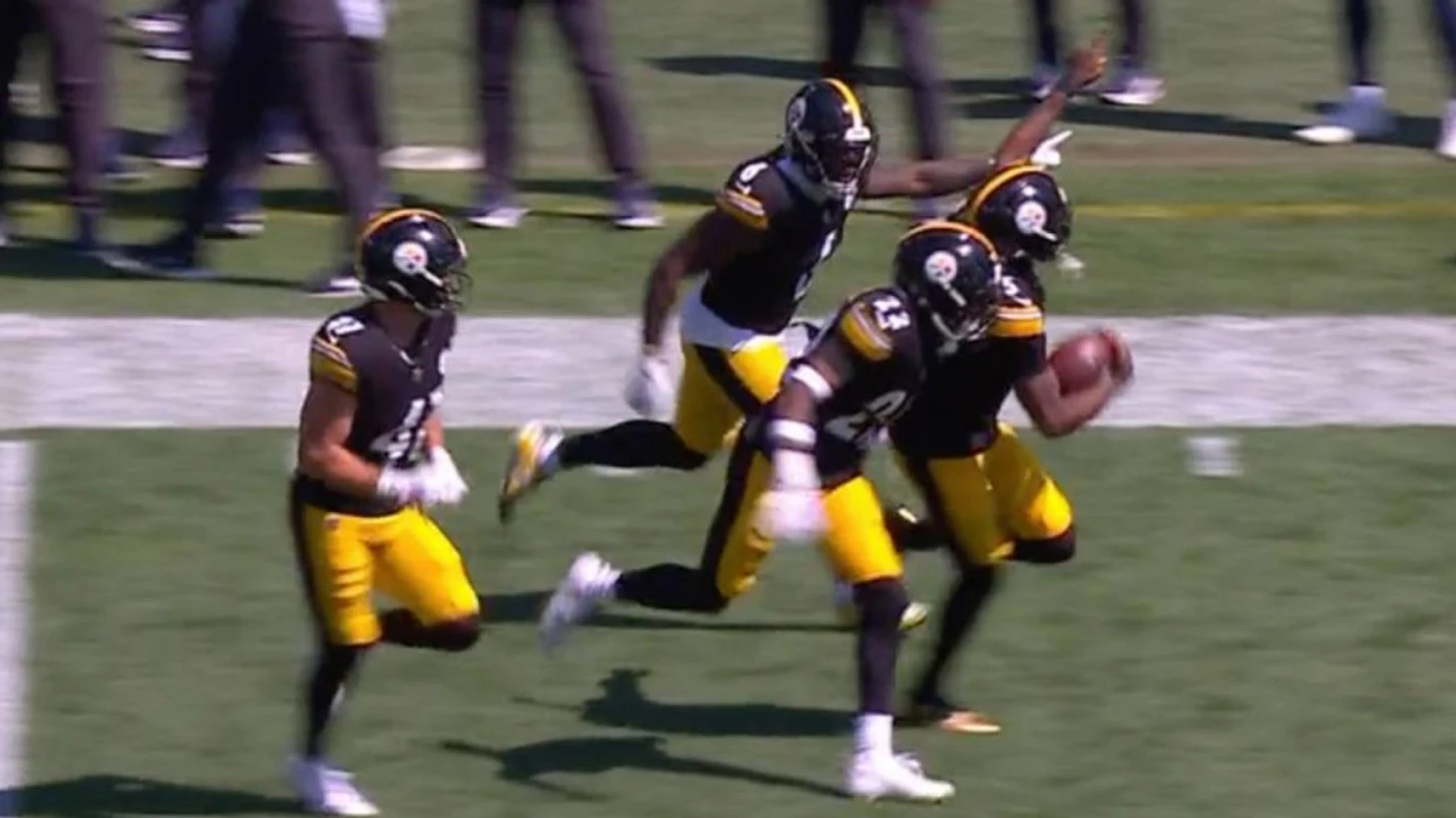 Steelers' Ramsey grabs his first INT since joining the black and yellow