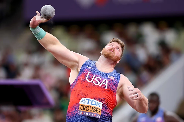 Ryan Crouser throws en route to a third straight world title at Tokyo 25