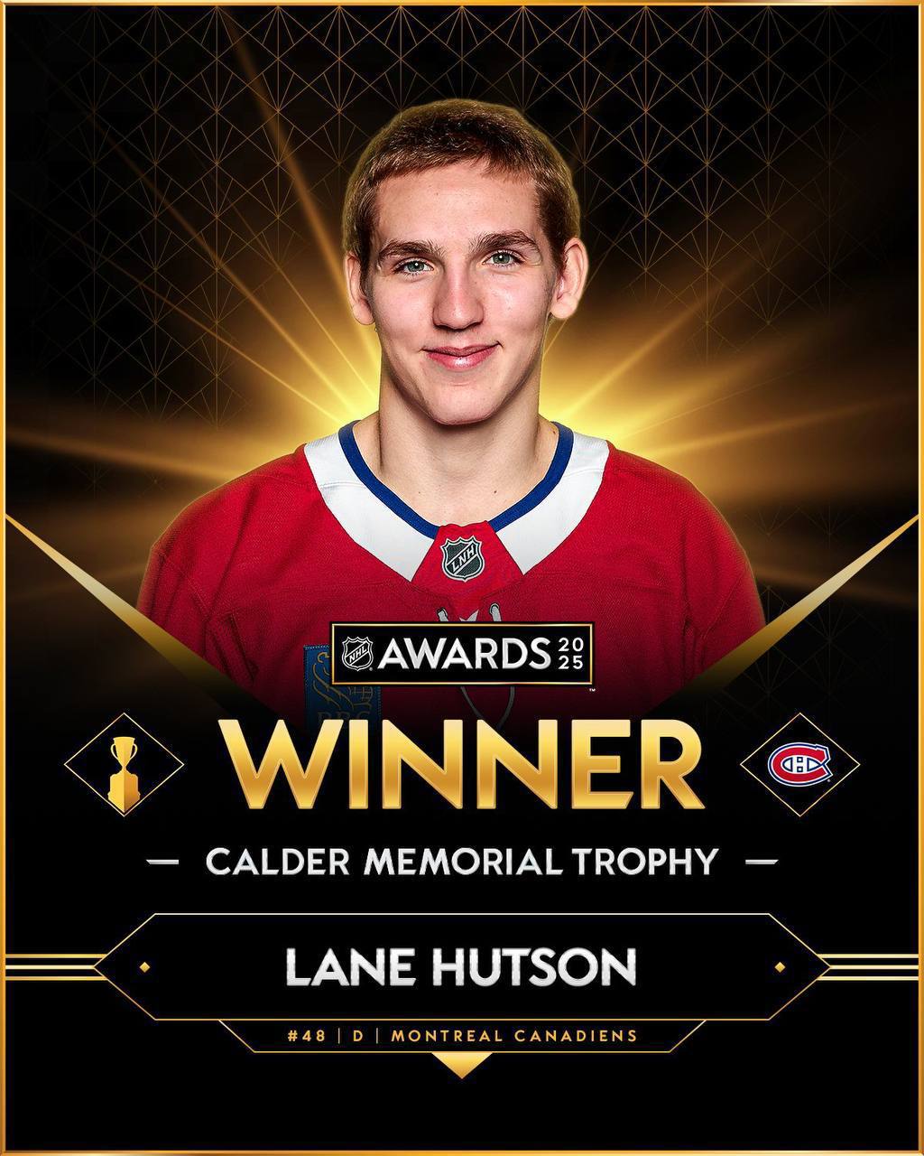 Защитник "Монреаля" Лэйн Хатсон - обладатель "Колдер Трофи"