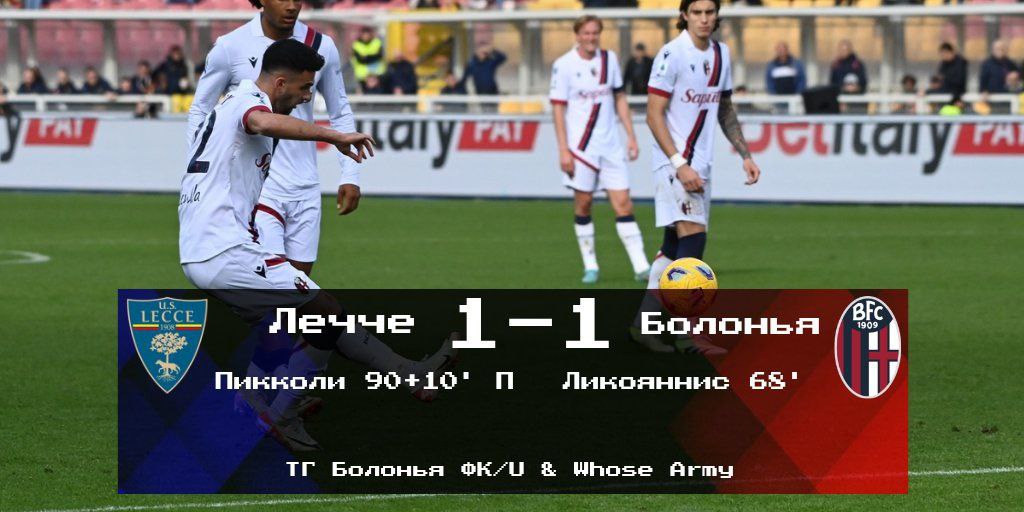 Серия А, 14 тур. &#171;Лечче&#187; - &#171;Болонья&#187; 1-1