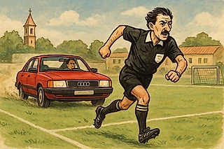 Президент клуба погнался за арбитром... на автомобиле