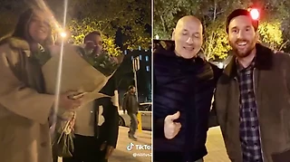 🔥 Месси тайно шел до «Камп Ноу». Попал на видео с помолвкой и фоткался с фанатом