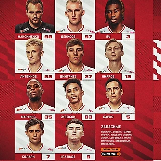 Стартовый состав московского «Спартака» на выездной матч 14-го тура РПЛ против «Краснодара»