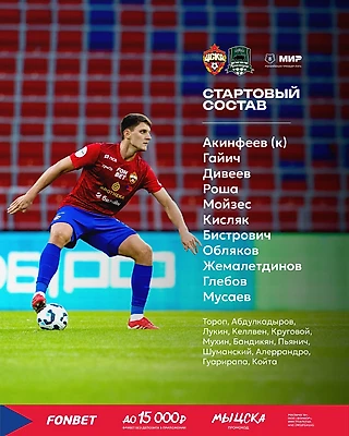 Стартовый состав на игру