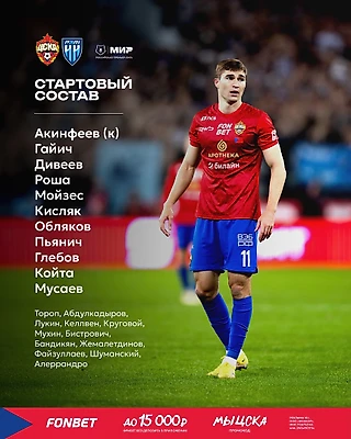 Стартовый состав на матч