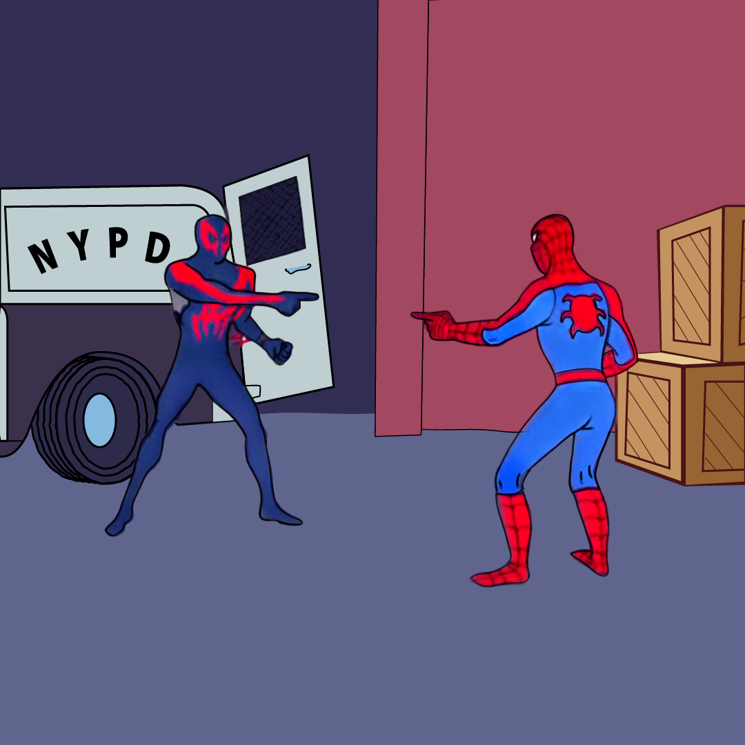 Я нарисовал этот мем с нуля за месяц в качестве дани уважения обоим фильмам "Человек-паук: Через вселенные". Листайте влево, чтобы увидеть пустые шаблоны :) : r/Spiderman