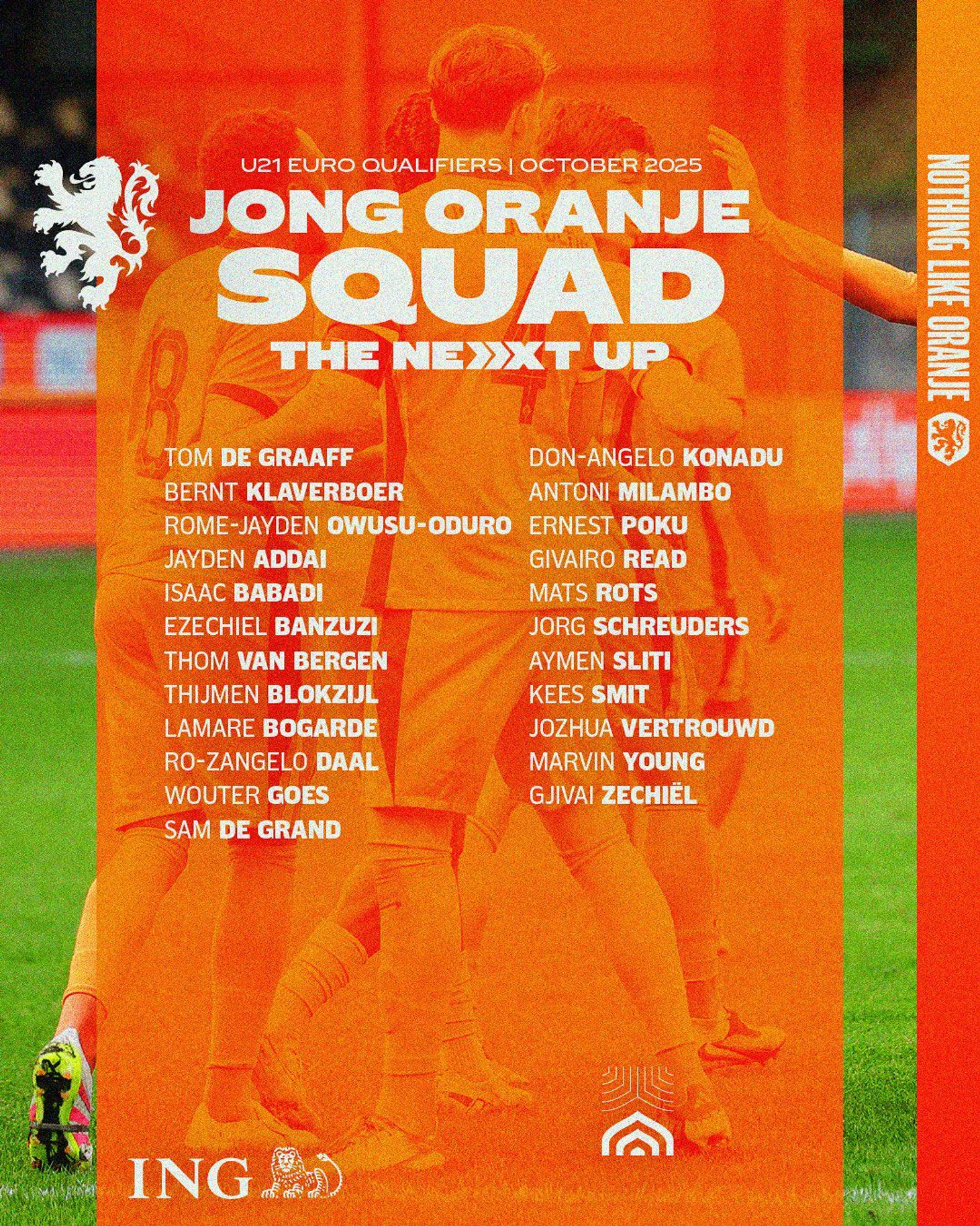 r/Eredivisie - Selectie Jong Oranje voor wedstrijden tegen Bosnië-Herzegovina en Litouwen