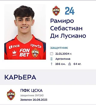 ЦСКА внес в заявку Рамиро Ди Лусиано