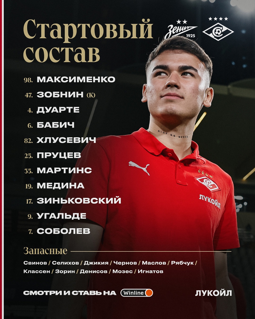 Состав «Спартака» на матч с «Зенитом»