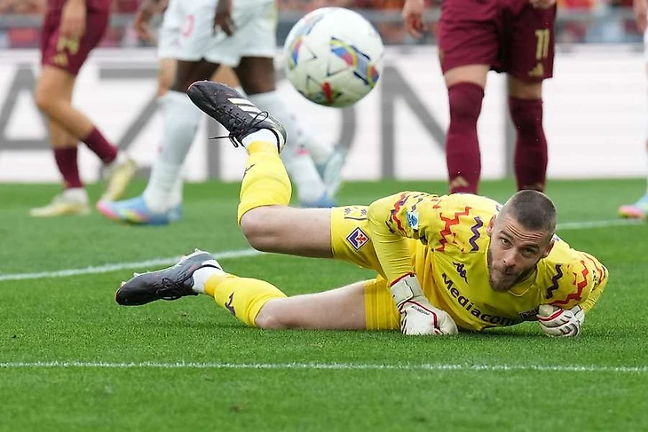 Fiorentina’s goalkeeper David de Gea during the Serie A match against Roma