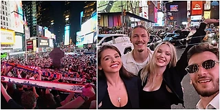 📸🎥 Фанаты «ПСЖ» оккупировали Таймс-сквер! По площади гуляли Хвича и Сафонов