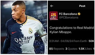 Достойно уважения: &#171;Барселона&#187; поздравила &#171;Реал&#187; с переходом Мбаппе в своем официальном аккаунте