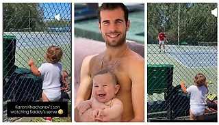 Милота дня😍: сын Карена Хачанова с одобрением следит за тренировками отца