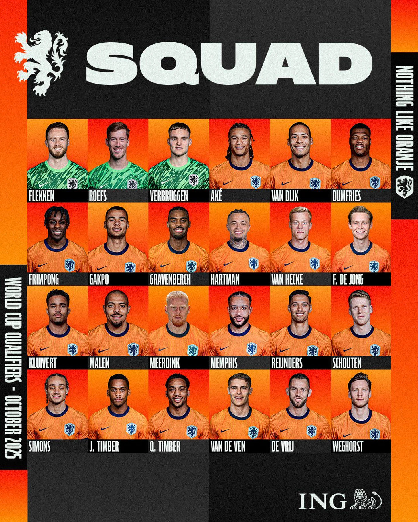 r/Eredivisie - Oranje selectie voor WK-kwalificatie wedstrijden tegen Malta en Finland