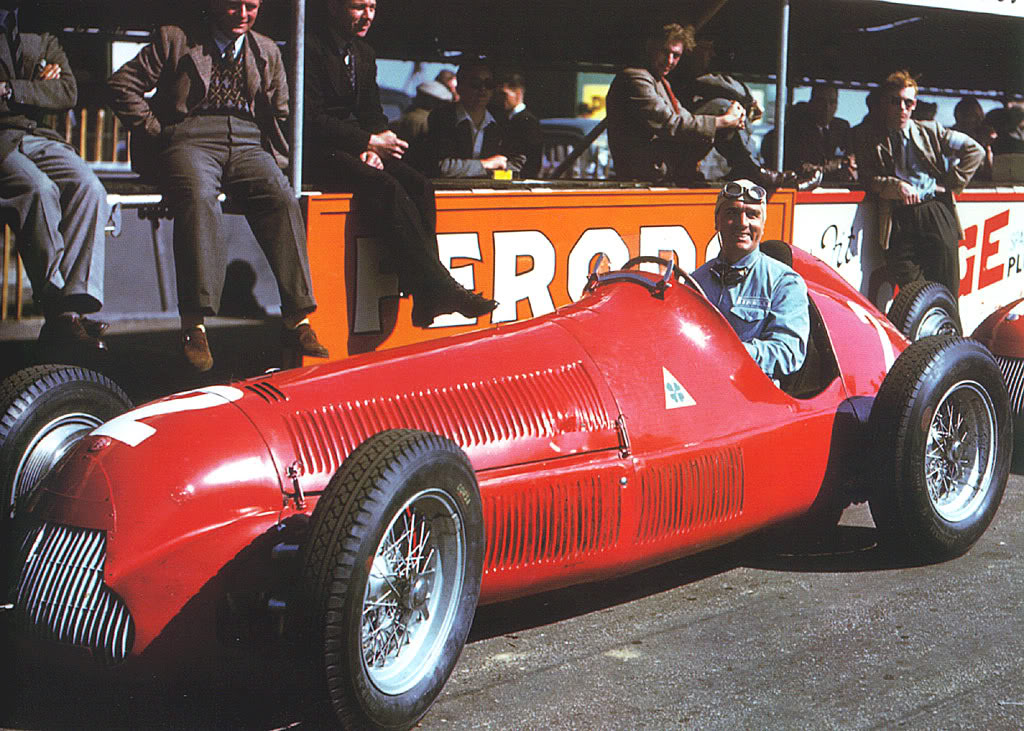 RetroF1 pic of the day - "First Grand Prix,First Hat Trick." Giuseppe "Nino" Farina in the Alfa Romeo 158 at the Great Britain Grand Prix of 1950, the first Formula One GP