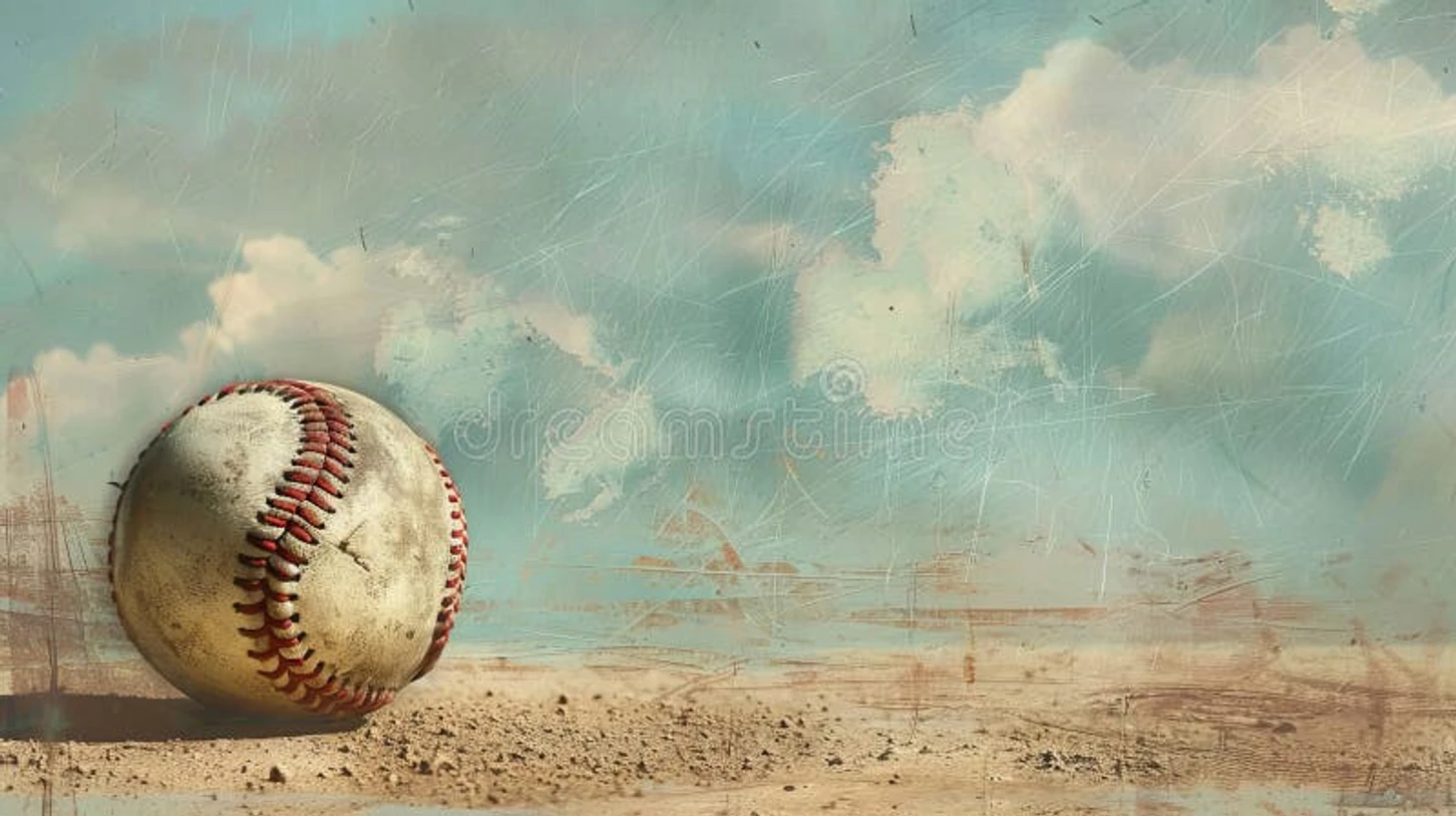 Бейсбол на фоне фантазийного сна, винтажный баннер Стоковое Изображение - изображение насчитывающей крутой, лига: 342606561