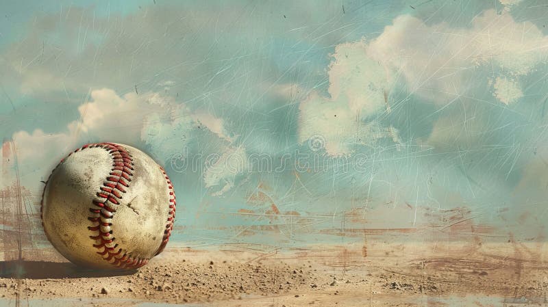 Бейсбол на фоне фантазийного сна, винтажный баннер Стоковое Изображение - изображение насчитывающей крутой, лига: 342606561