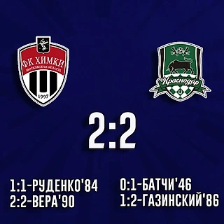 &#171;Химки&#187; и &#171;Краснодар&#187; сыграли вничью 2:2