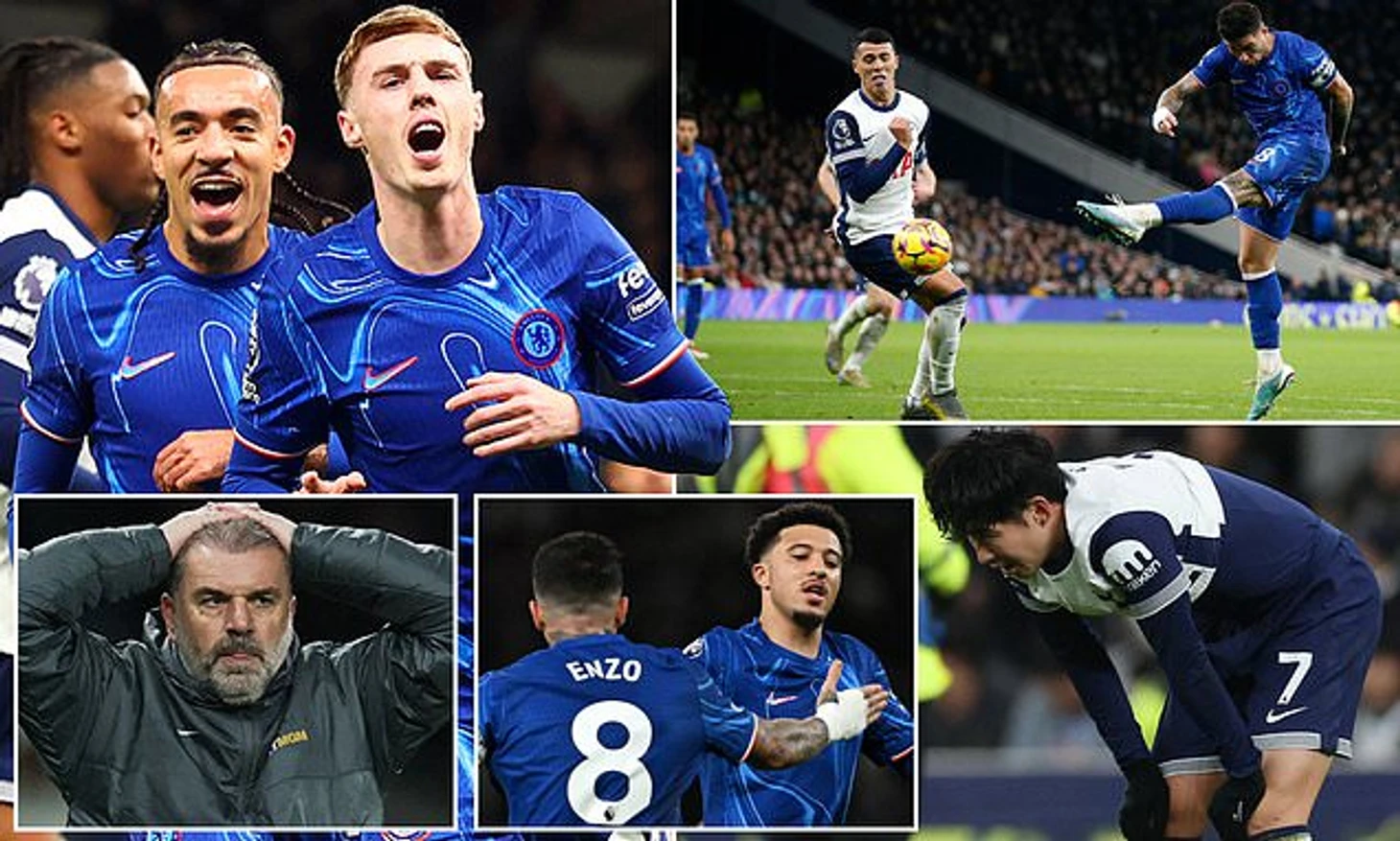 Tottenham 3-4 Chelsea: Superb Cole Palmer scores twice from the penalty spot as Blues move within four points of Liverpool... with pressure mounting on Ange Postecoglou after Spurs throw away a two-goal
