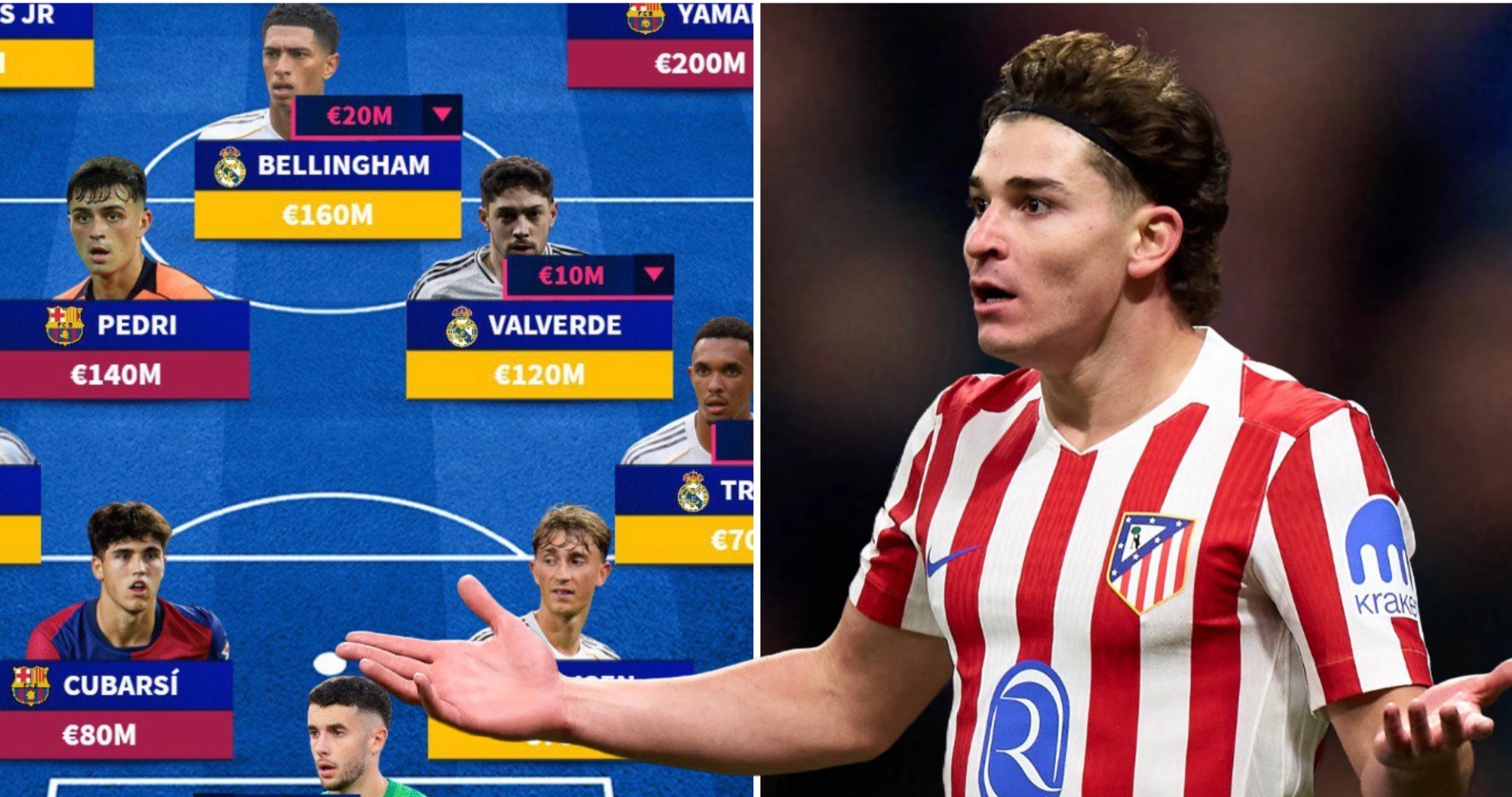 🤑 Transfermarkt обновил стоимость игроков Ла Лиги. Ямаль и Мбаппе – самые дорогие, Беллингем и Рафинья упали в цене