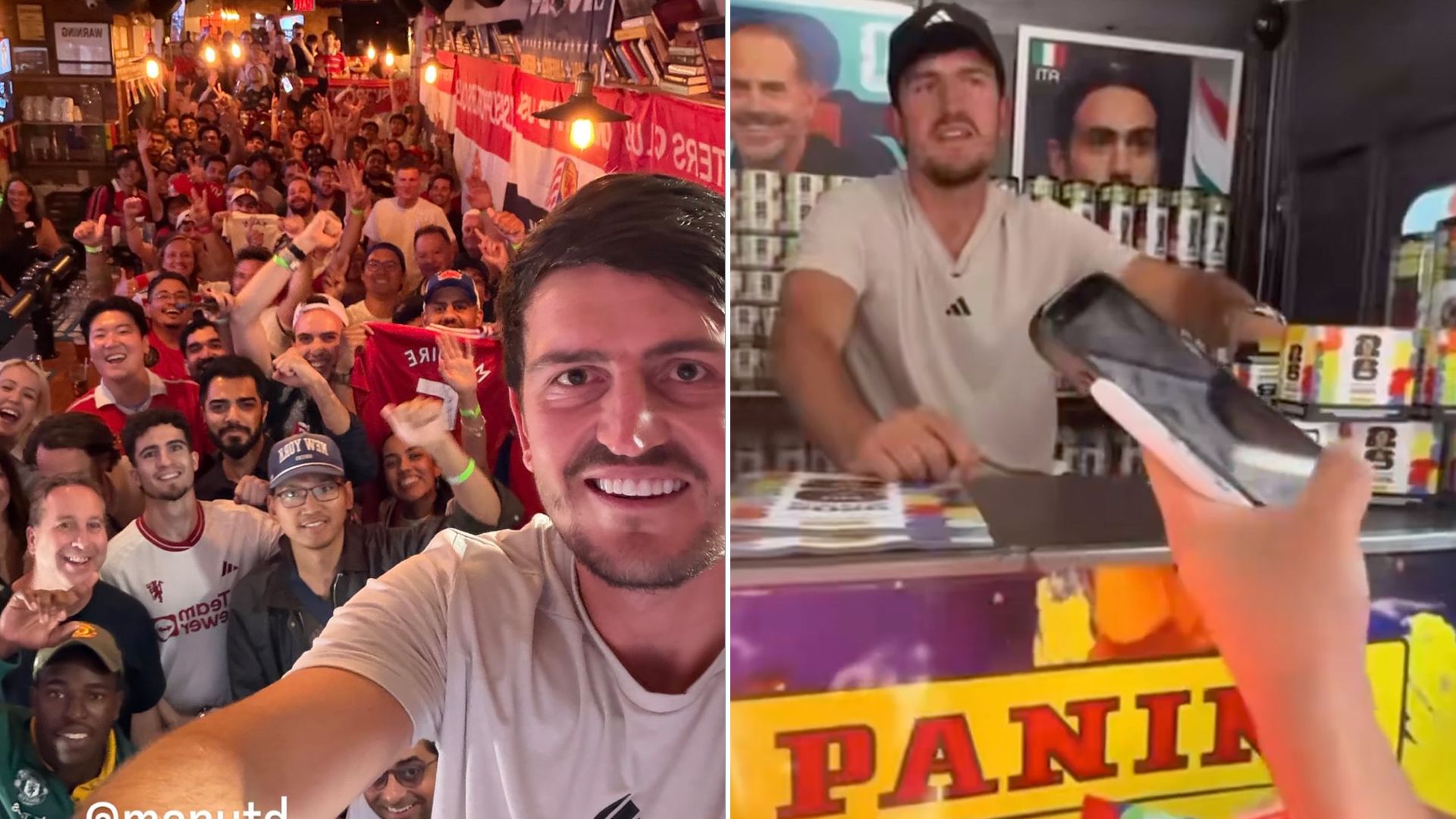 Магуайр не в сборной, но в США. Харри продает наклейки Panini в Нью-Йорке 😎